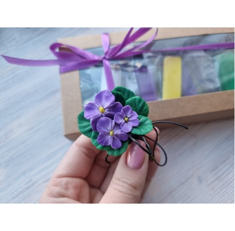 Creative set to create a violet flower brooch with a free video master class