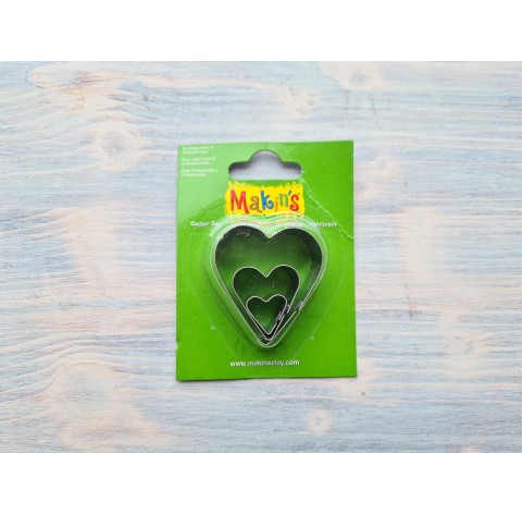 Set of metal cutters Makins, heart, 3 pcs., 1,3*1,5 сm, 2,5*2,2 cm, 4,1*3,8 cm