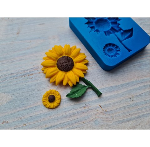 Silicone mold, Sunflower on a stick and flower, ~ 4.3*6.4 cm, ~ Ø 1.6 cm