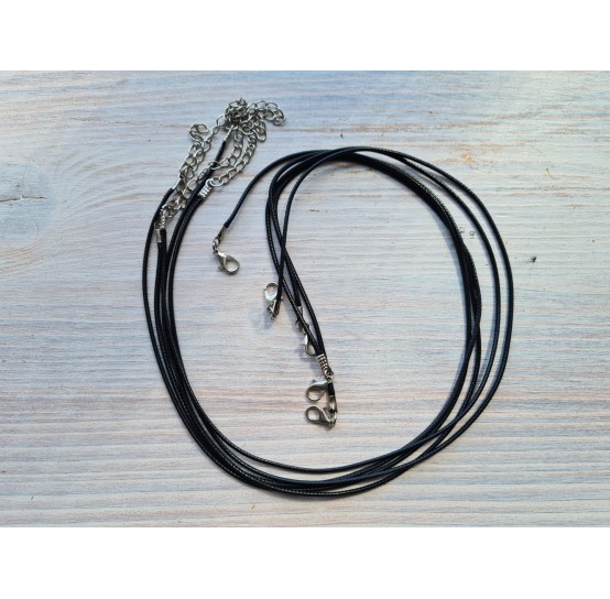 Jewelry laces, 42 cm, black, 5 pcs.