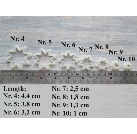 "Eight point star", set of 7 cutters, one clay cutter or FULL set