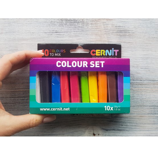 Cernit Number One oven-bake polymer clay, pack of 10 colours, 300 gr