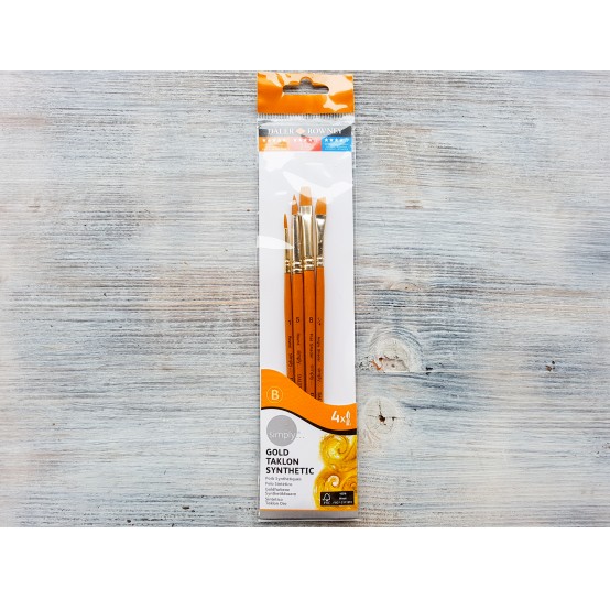 SIMPLY, synthetic brush set "Gold Taklon" No.1, short handles, pack of 4 pcs.