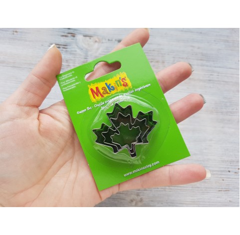 Set of metal cutters Makins, maple leaf, 3 pcs., 2*1.9 cm, 3.2*2.7 cm, 4.2*3.7 cm