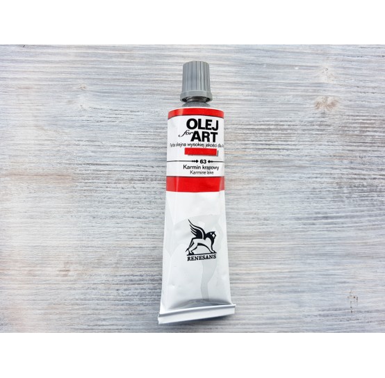 Renesans OLEJ FOR ART oil paint, carmine lake, 60 ml, No. 63