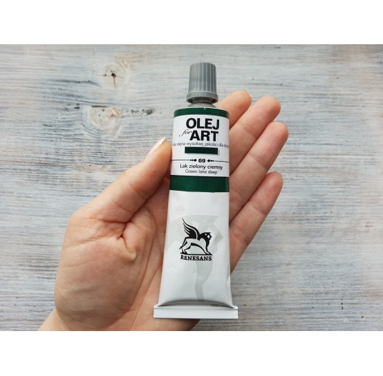 Renesans OLEJ FOR ART oil paint, green lake deep, 60 ml, No. 69