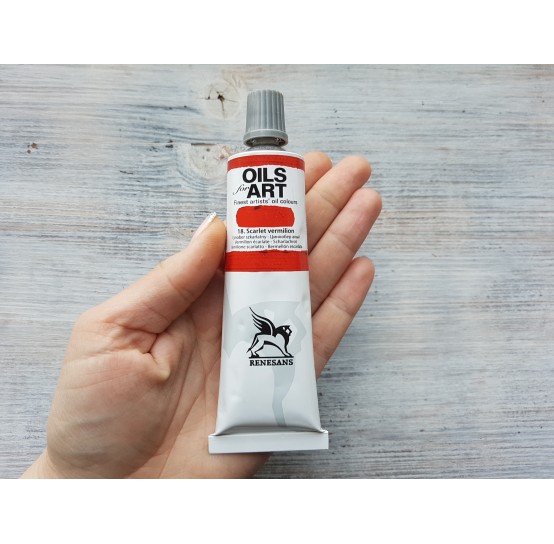 Renesans OLEJ FOR ART oil paint, scarlet vermilion, 60 ml, No. 18