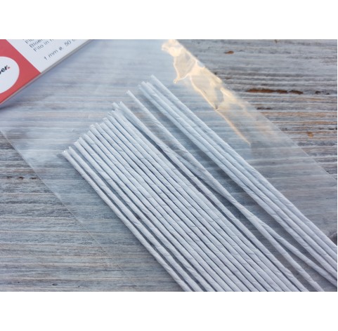 Floristic cut wire with tape, white, Ø 1 mm, 50 cm, 20 pcs.