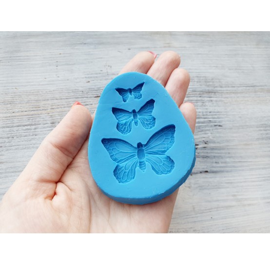 Silicone mold, butterflies, 3 pcs., ~ 1.8-4 cm