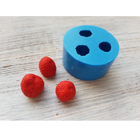 Silicone mold, Strawberry, M, 3 pcs., ~ Ø 1.4-1.6 cm, ~ H:1.2-1.6 cm