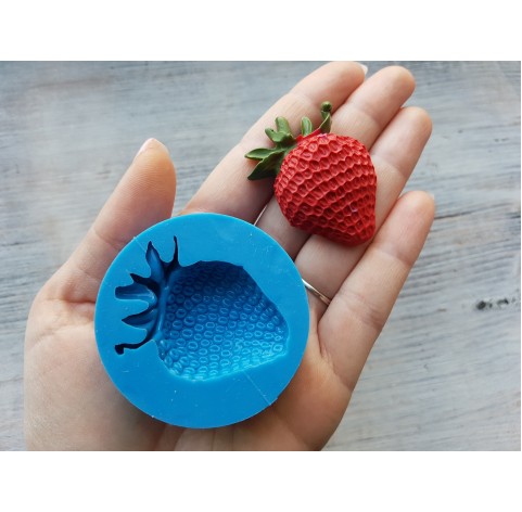 Silicone mold, Artificial strawberry, L, half, ~ Ø 3.2-4.7 cm