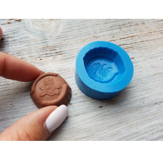 Silicone mold, Chocolate candy 37, with flowers, ~ 2.9 cm