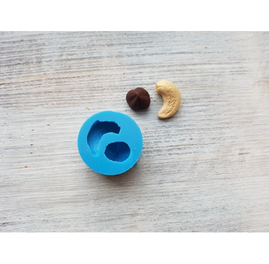 Silicone mold, 2 nuts, cashew and hazelnut, ~ 1*2.2 cm, ~ Ø 1.4 cm
