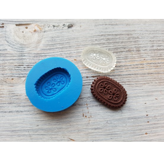 Silicone mold, Cookie 14, shortbread cookie with flowers, ~ 1.8*2.3 cm