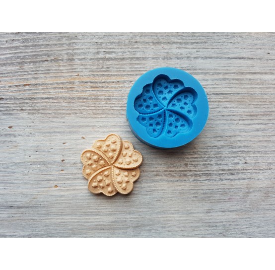 Silicone mold, Cookie 22, flower with figures, ~ 3.2 cm