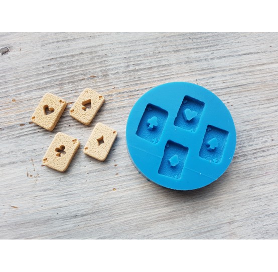 Silicone mold, Set "playing cards", 4 pcs., ~ 1.5*2 cm