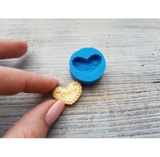 Silicone mold, cookie "C", heart, ~ 1.5*2.2 cm