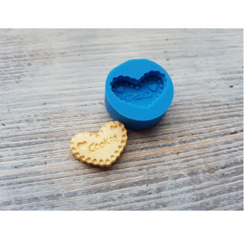 Silicone mold, Cookie 2, heart, ~ 1.5*2.2 cm