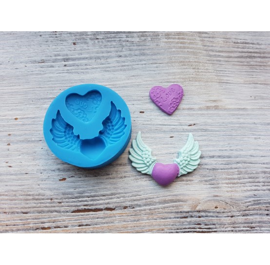 Silicone mold, Hearts, 2 pcs., ~ 1.5*1.7 cm, ~ 2.6*3.5 cm