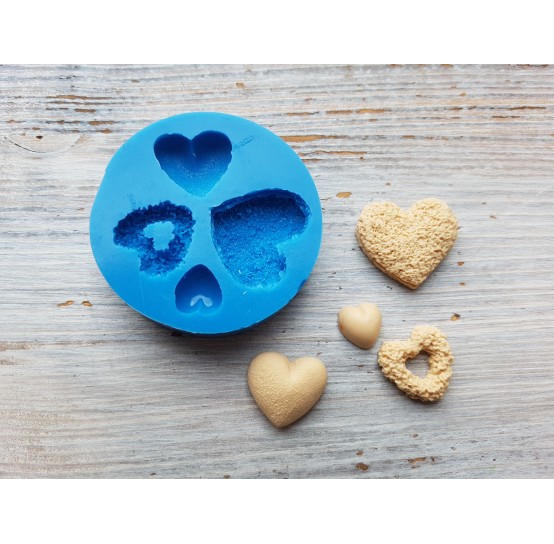 Silicone mold, hearts, 4 pcs., ~ 1.1-2.4 cm