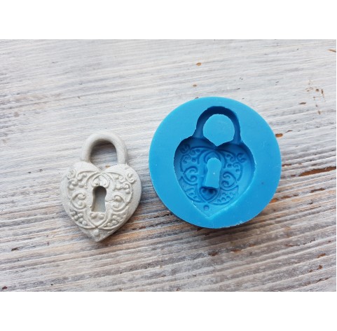 Silicone mold, lock, heart, ~ 2.7*3.7 cm