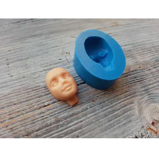 Silicone mold, Doll face, style 1, with neck, ~ 1.9*3 cm, H:1.2 cm