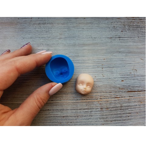 Silicone mold, Doll face 3, ~ 2.5*2.8 cm