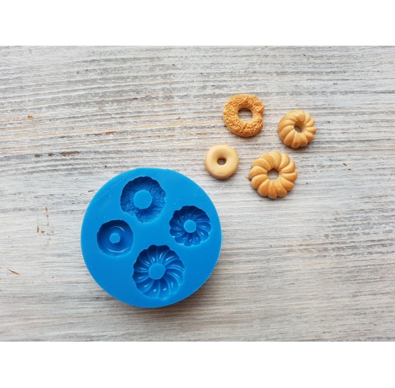 Silicone mold, cookie set "donuts", 4 pcs., ~ 1.3-1.9 cm