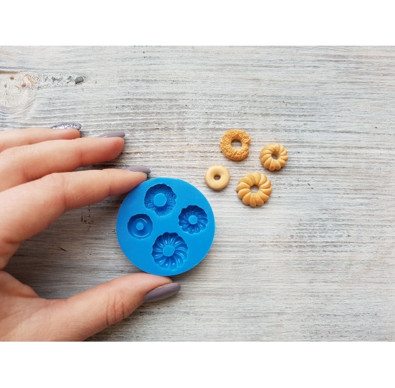 Silicone mold, cookie set "donuts", 4 pcs., ~ 1.3-1.9 cm