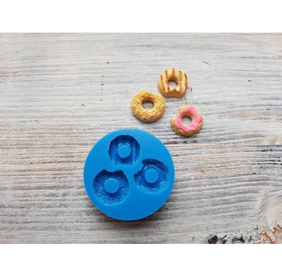 Silicone mold, cookie set "bitten donuts", 3 pcs., ~ 1.6-1.8 cm