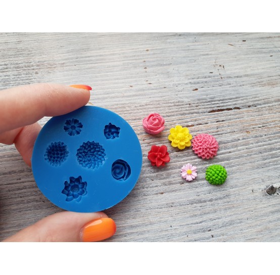 Silicone mold, small flowers, 6 pcs., ~ 0.7-1.2 cm