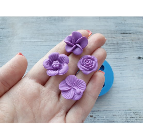 Silicone mold, flowers, 4 pcs., ~ 1.7-2.2 cm