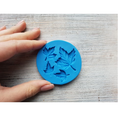 Silicone mold, Maple leaves, 4 pcs., ~ 1.7-3.6 cm