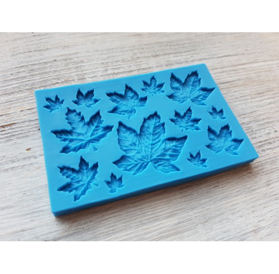 Silicone mold, Maple leaves, 12 pcs., ~ 0.9-3.3 cm