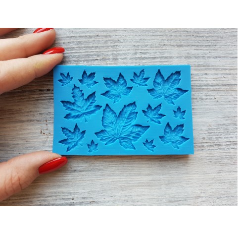 Silicone mold, Maple leaves, 12 pcs., ~ 0.9-3.3 cm