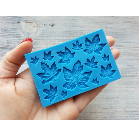 Silicone mold, Maple leaves, 12 pcs., ~ 0.9-3.3 cm