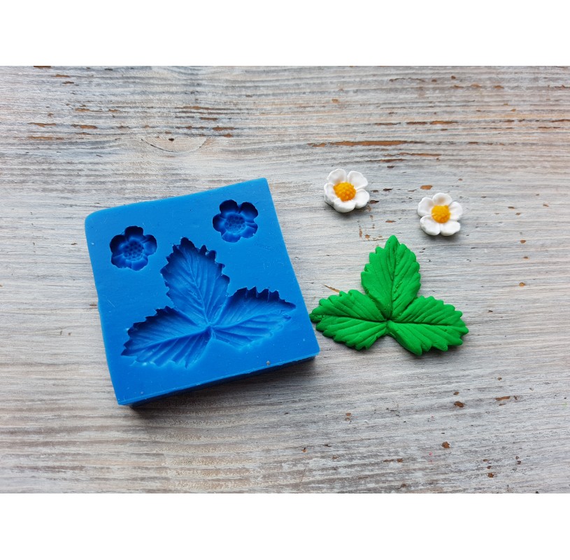 Silicone mold, Strawberry leaf and two flowers, Modeling tools for  sculpting leaves, for home decor