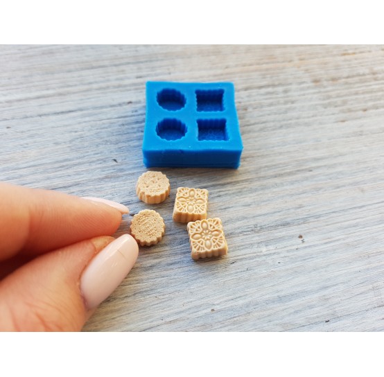 Silicone mold, miniature sweets, 4 mini cookies, ~ 0.7-0.8 cm