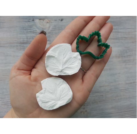 Currant leaf, silicone mold and cutter, ~ 3.5*3.9 cm, ~ 3.4 cm