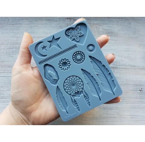 Sculpey silicone mold for plastic, "Boho Chic", 9.5*12.4 cm + squeegee