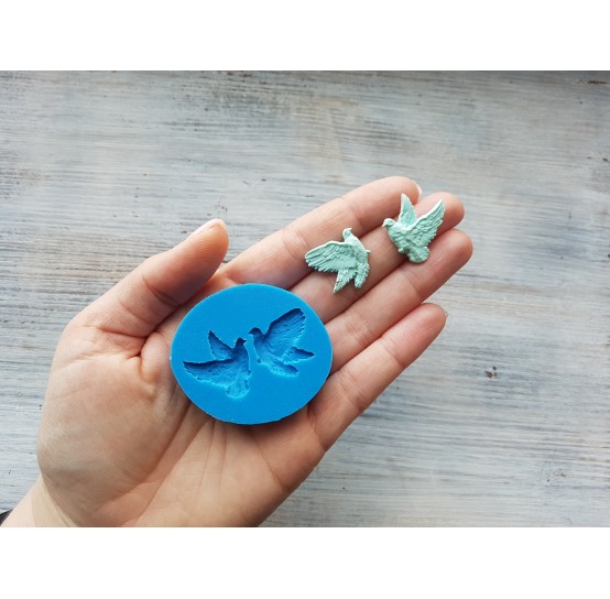 Silicone mold, Flying pigeons, 2 pcs., ~ 2.3 * 2.3 cm