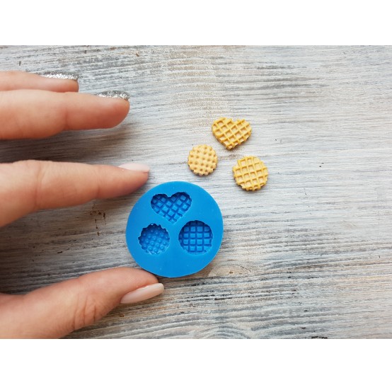 Silicone mold, set of cookies and waffles, 3 pcs., ~ 1.2-1.6 cm