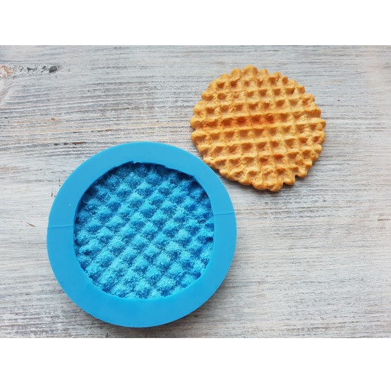 Silicone mold, big waffle, round, ~ Ø 7 cm