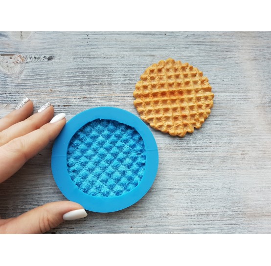 Silicone mold, Waffle 2, round, large, ~ Ø 7 cm