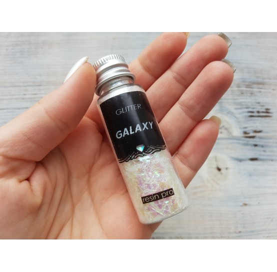 Pastel color pigments GALAXY with sequins, white, 25 gr