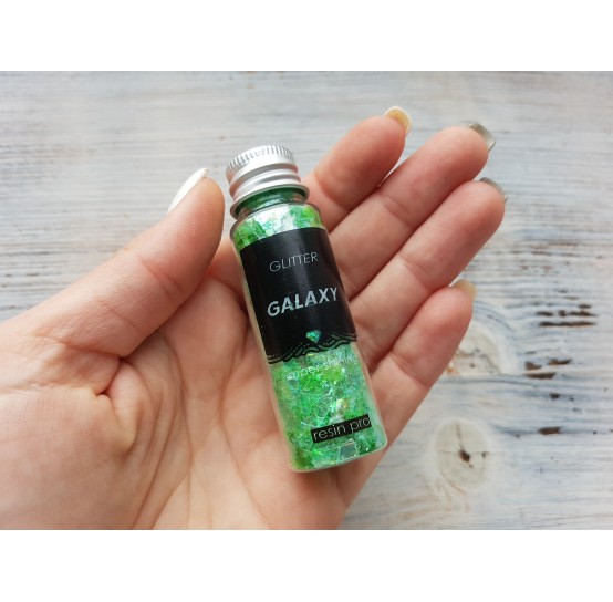 Pastel color pigments GALAXY with sequins, green, 25 gr