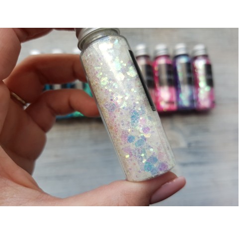 Pigment GLITTER GALAXY with sequins, white, 25 gr