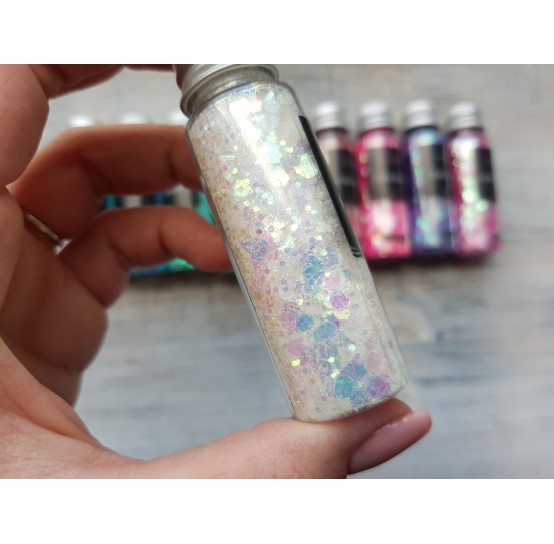 Pigment GLITTER GALAXY with sequins, white, 25 gr