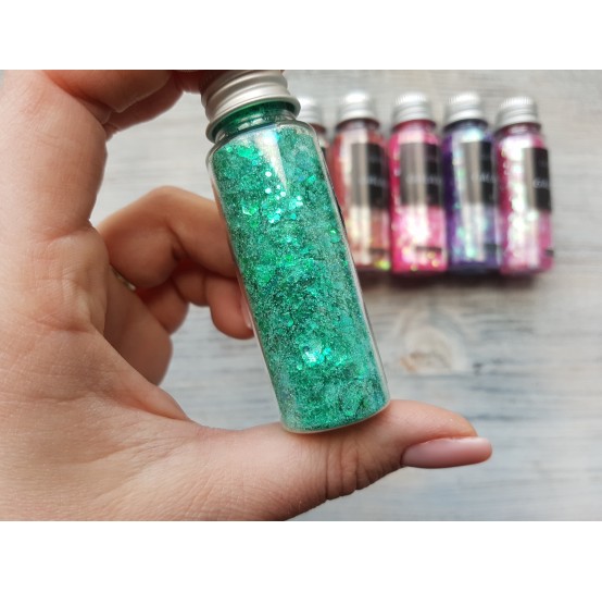 Pigment GLITTER GALAXY with sequins, green, 25 gr