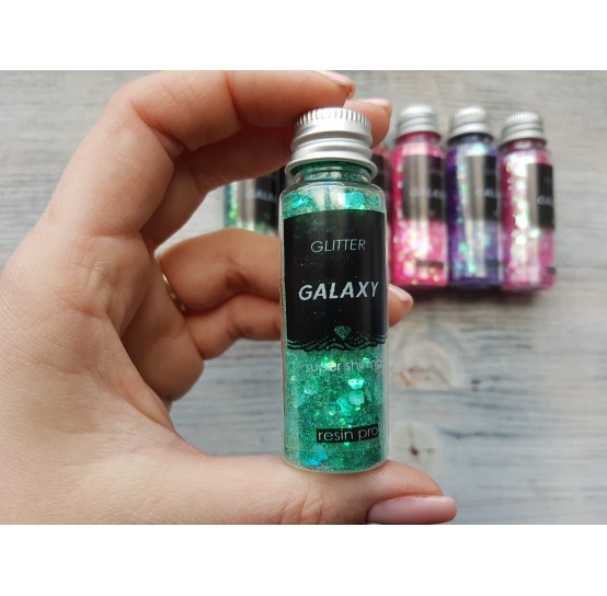 Pigment GLITTER GALAXY with sequins, green, 25 gr